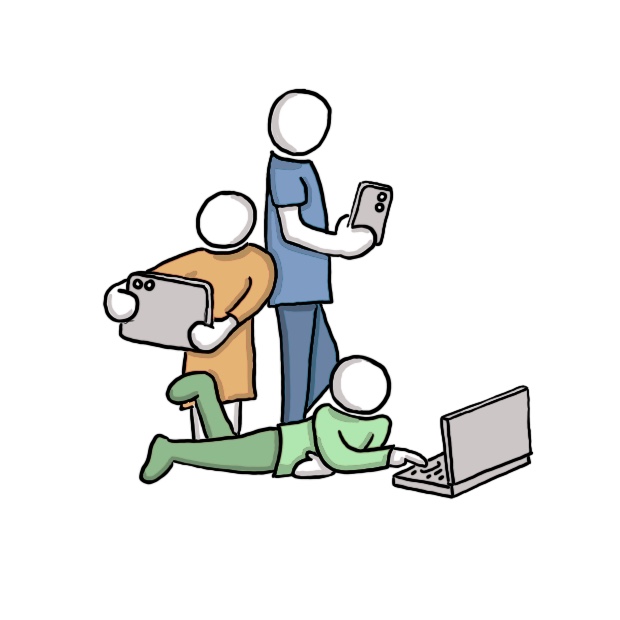 Grafik Kinder mit Smartphone, Tablet & Co.