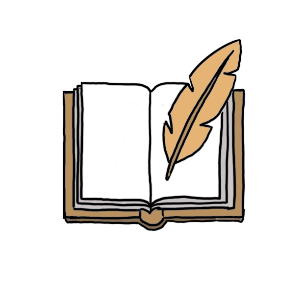 Symbolgrafik Buch mit Federkiel