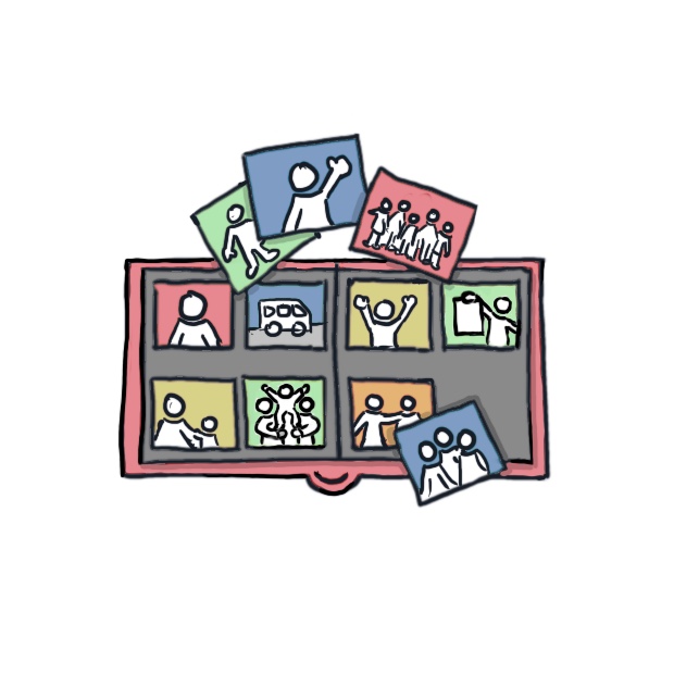 Symbolgrafik buntes Fotoalbum