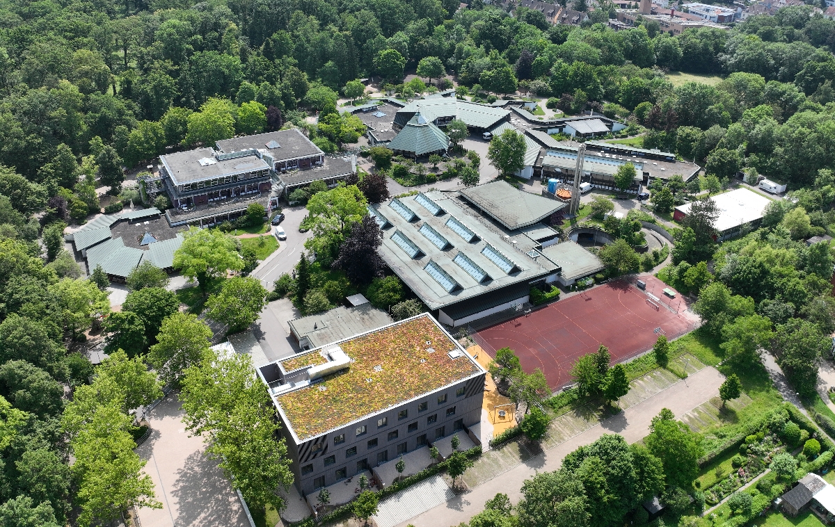 Luftbild der Fröbelschule mit anklickbaren Items